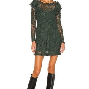Tularosa Forest Green Lace Mini Dress